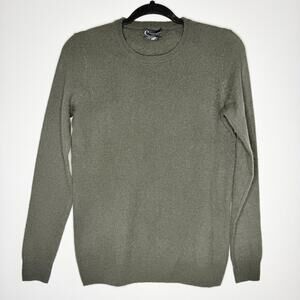 C by Bloomingdale's 100% 2-Ply Cashmere Crewneck Sweater Olive Green S
